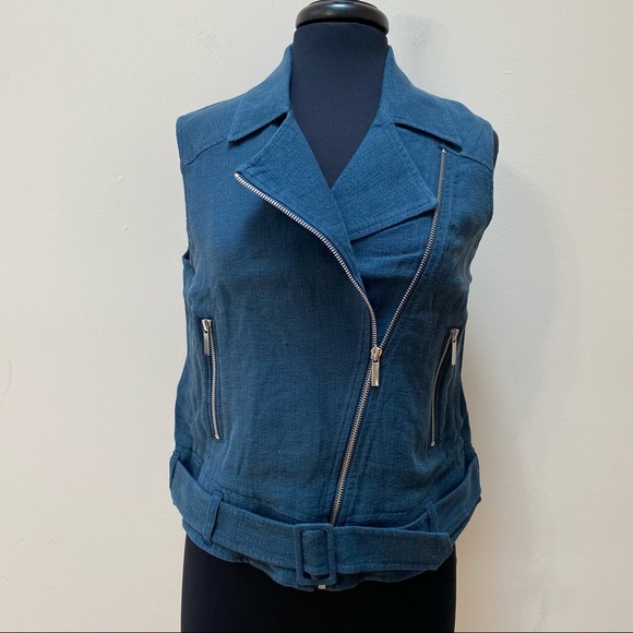 NEW Elizabeth And James  Blue Tegan Biker Vest - Picture 2 of 8